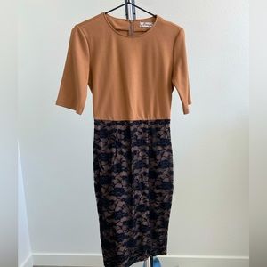 EMAGE Beige & Black Lace Pencil Dress Size M